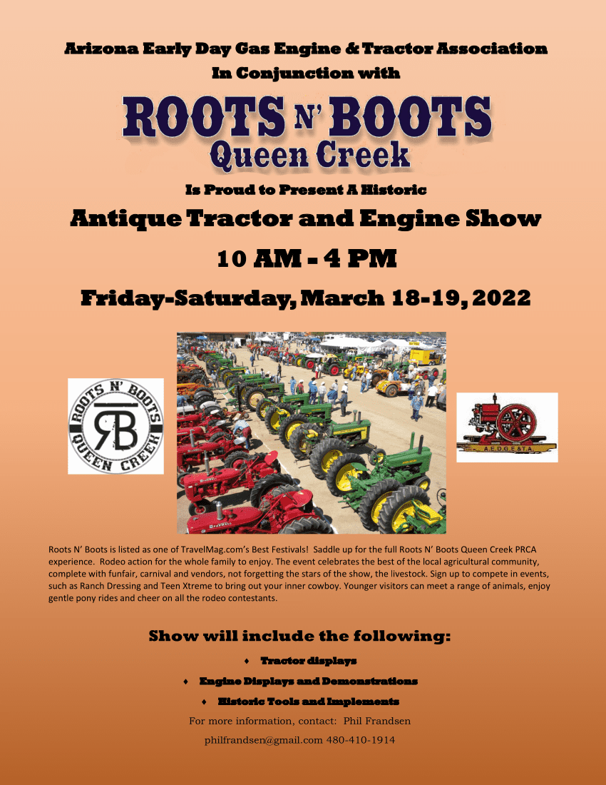 Antique Tractors! YEA! Roots N Boots Queen Creek