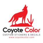 Coyote Color Custom Stickers White_Roots N Boots Logo200w